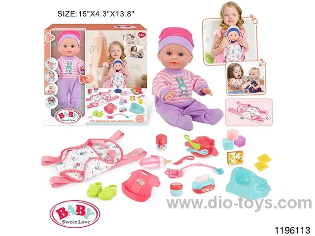 13 inch Fixed Eye Drinking Doll Set with IC