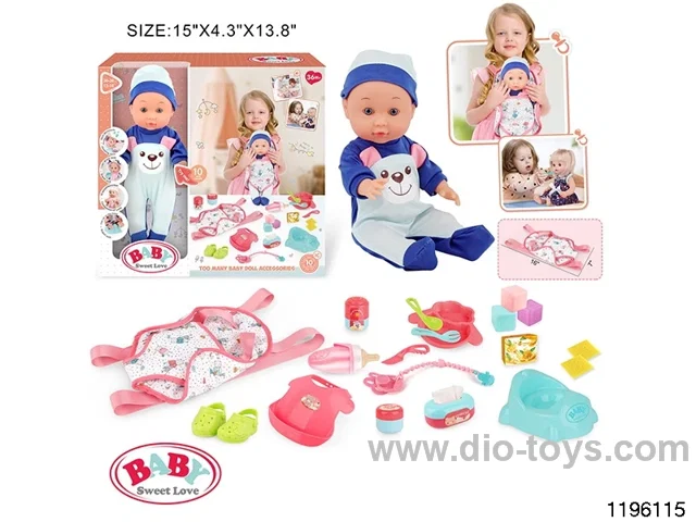 13 inch Fixed Eye Drinking Doll Set with IC