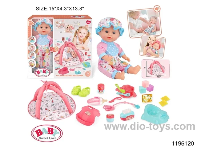 13 inch Fixed Eye Drinking Doll Set with IC