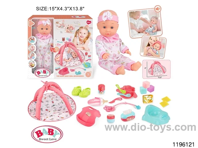 13 inch Fixed Eye Drinking Doll Set with IC
