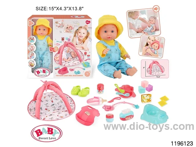 13 inch Fixed Eye Drinking Doll Set with IC