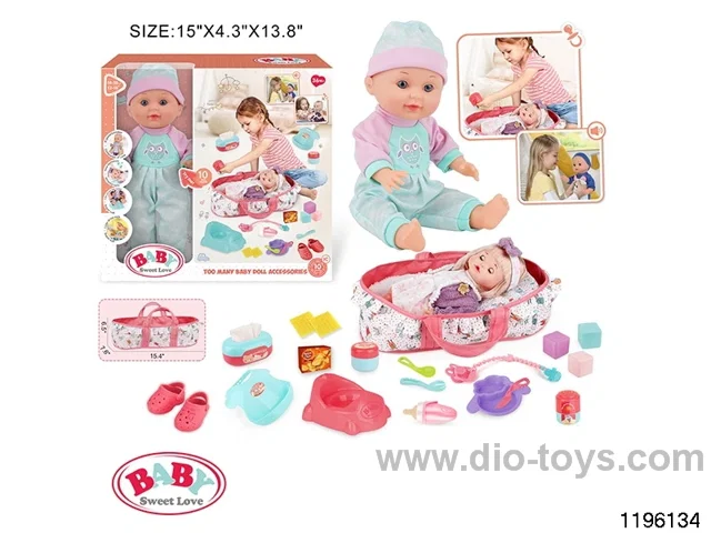 13 inch Fixed Eye Drinking Doll Set with IC