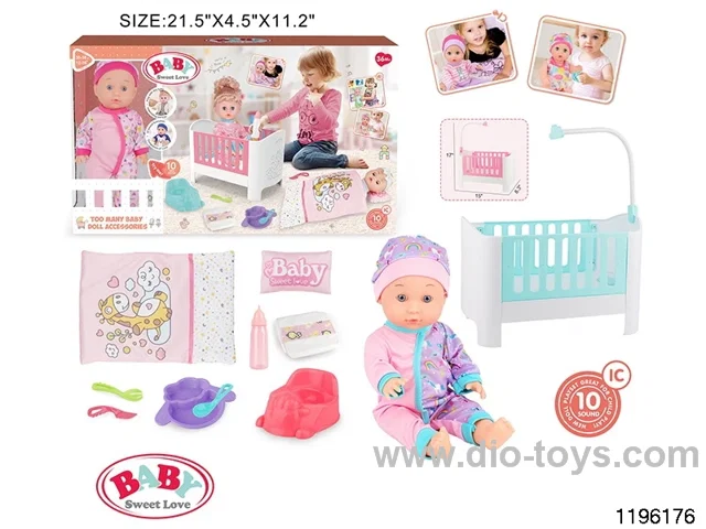 13 inch Fixed Eye Drinking Doll Set with IC