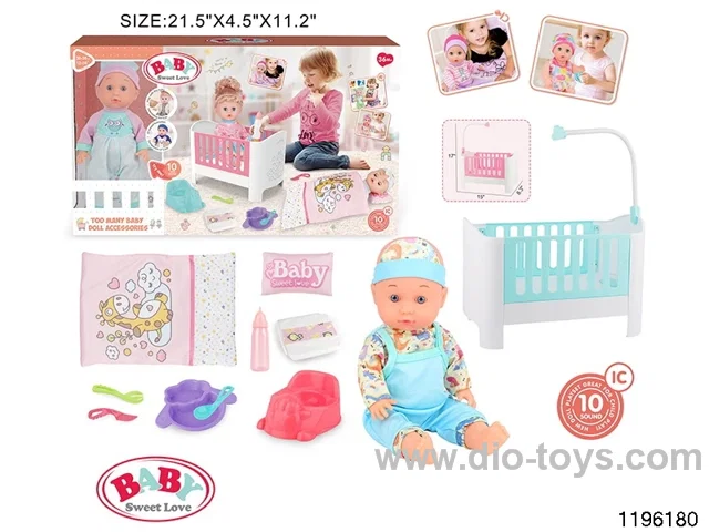 13 inch Fixed Eye Drinking Doll Set with IC