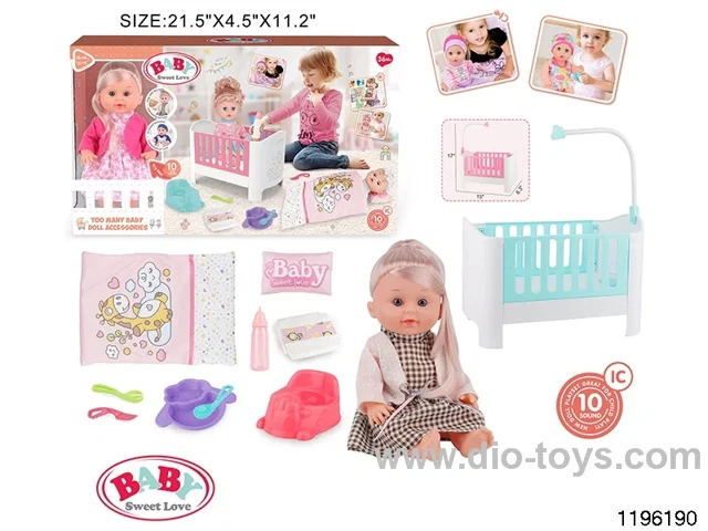 13 inch Fixed Eye Drinking Doll Set with IC