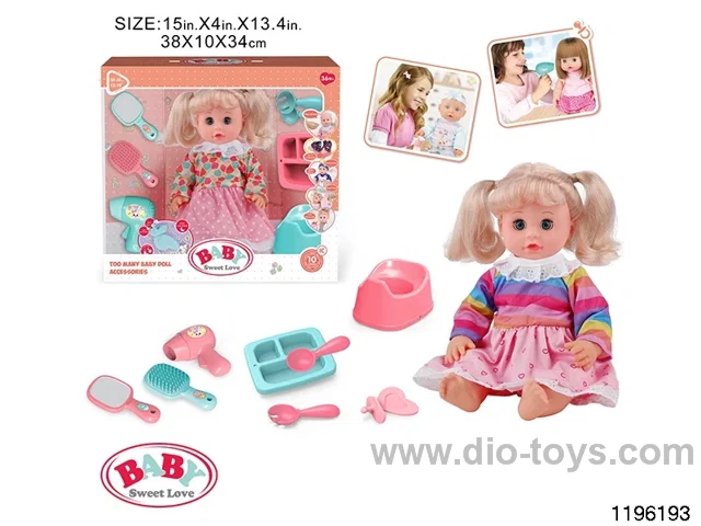 14 inch double ponytail girl child set with IC