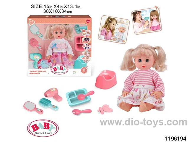 14 inch double ponytail girl child set with IC
