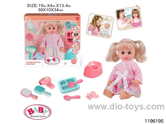14 inch double ponytail girl child set with IC