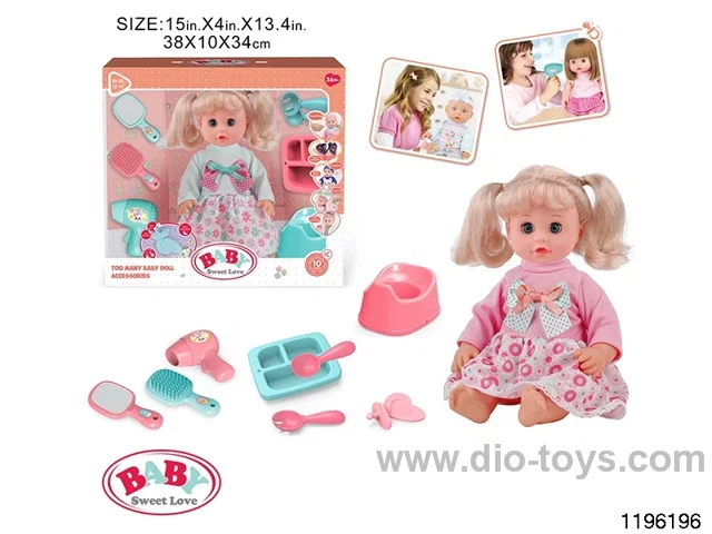 14 inch double ponytail girl child set with IC