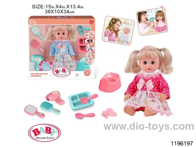 14 inch double ponytail girl child set with IC