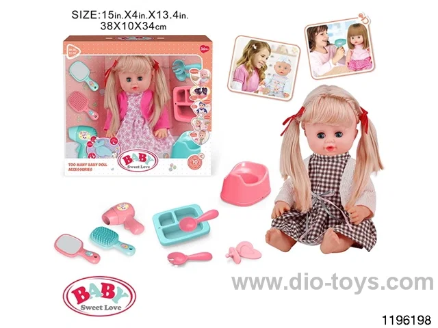 15 inch double ponytail girl child set with IC