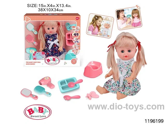 15 inch double ponytail girl child set with IC
