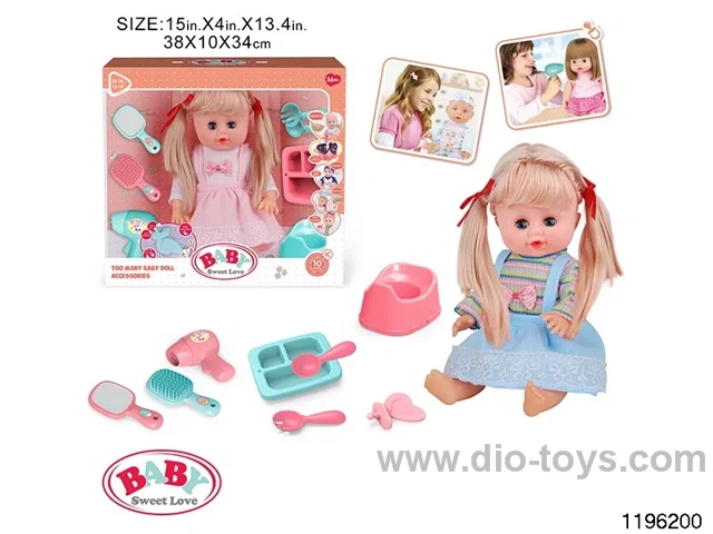 15 inch double ponytail girl child set with IC
