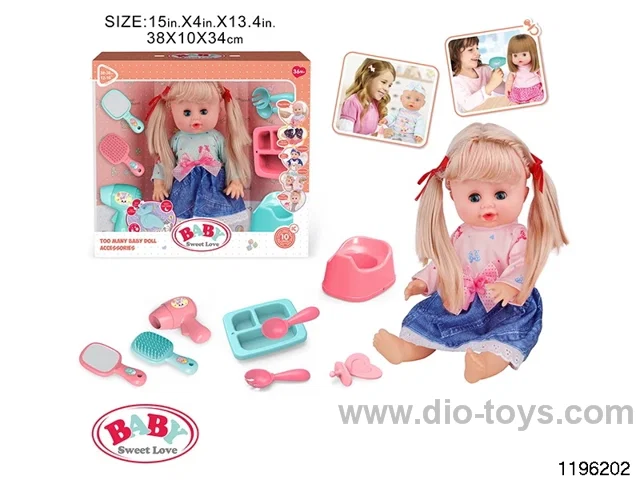 15 inch double ponytail girl child set with IC