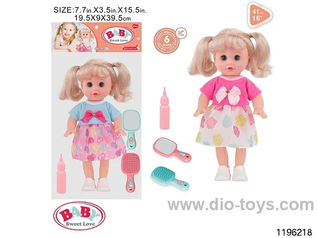 14 inch double ponytail girl child set with IC