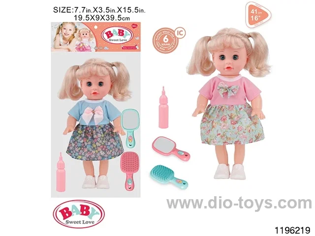 14 inch double ponytail girl child set with IC