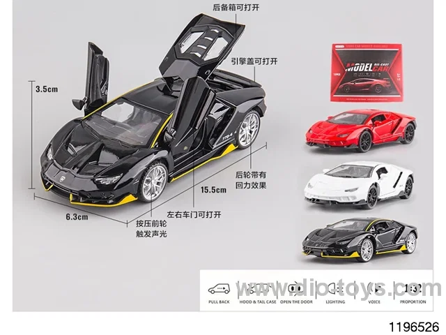 1:32 sound and light alloy pull back car