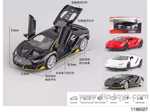 1:32 sound and light alloy pull back car
