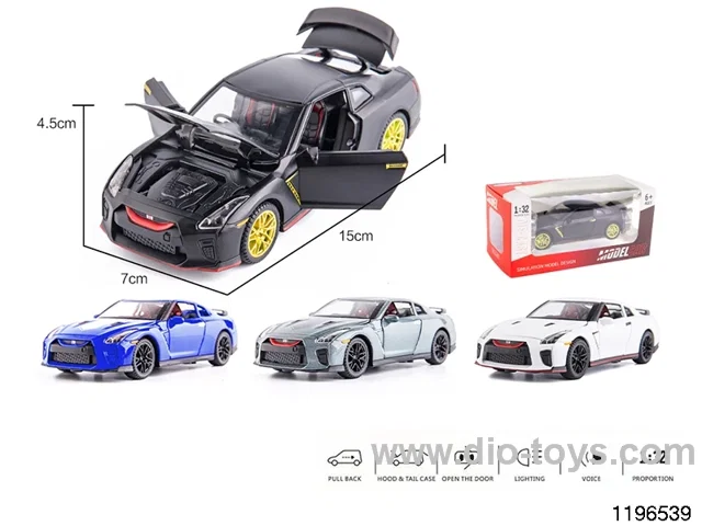 1:32 sound and light alloy pull back car