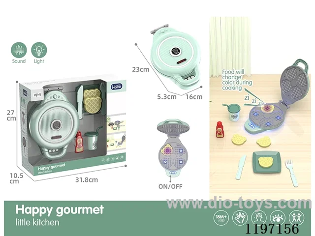 Waffle Maker-Light & Sound-Food Color Change-3*AA not included