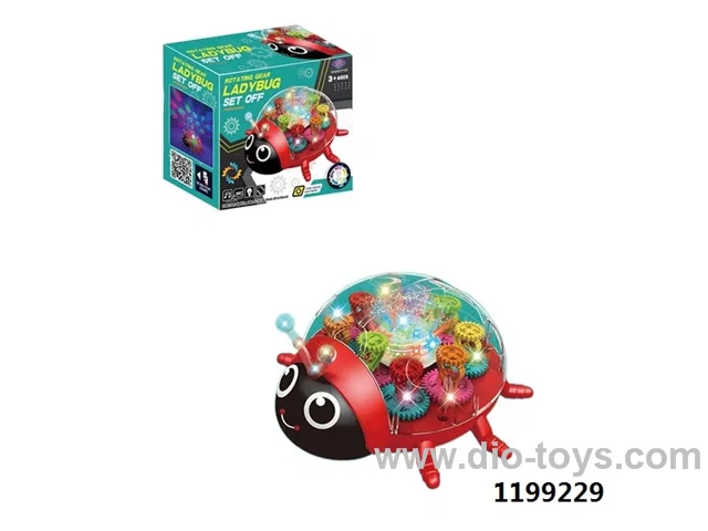 TRANSPARENT GEARED ELECTRIC SEVEN-STAR LADYBUG IN COLOR BOX