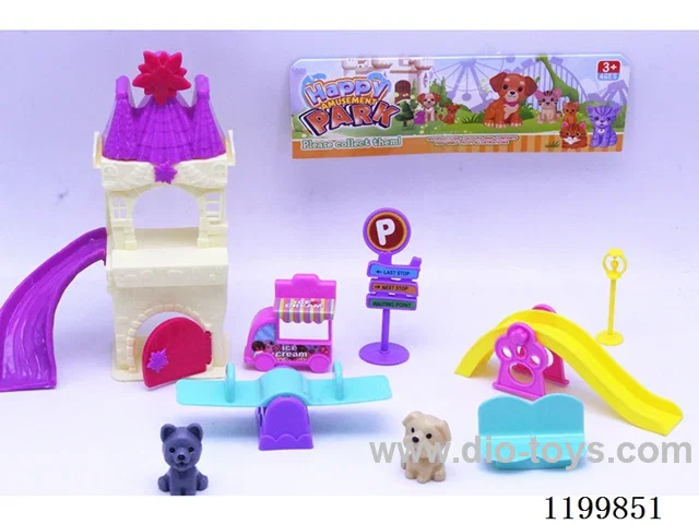 2PCS Puppy Slide Castle Playground Set