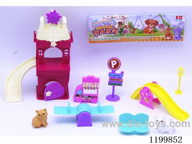 2PCS Kitten Slide Castle Playground Set