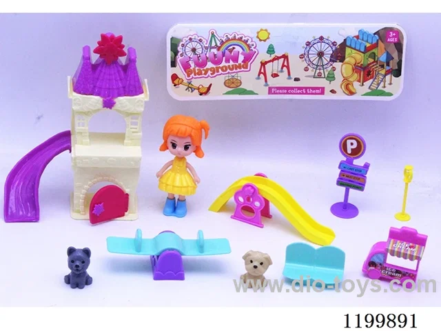 Girls Dog Slide Castle Paradise Set (2 Girls Mixed)