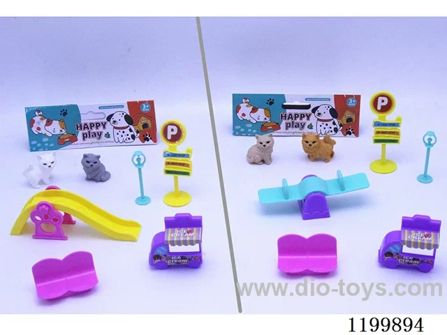 2PCS Cat & Cat Slide/See-Saw Scene Set (2 Mixed Pack)