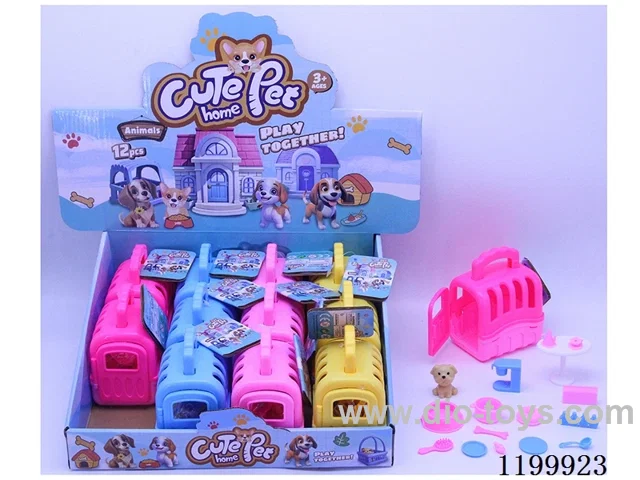 Pet Crate + Puppy Tableware Accessories(4 color mix, 12PCS/Display Box)