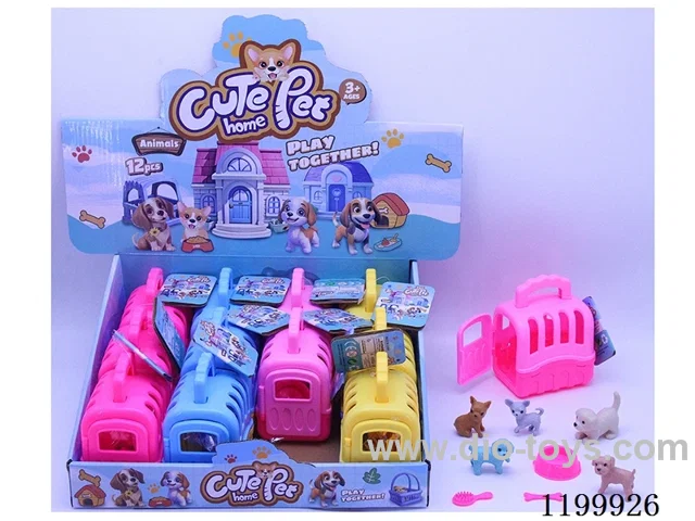 Pet Crate +5PCS Dog and Accessories(4 color mix, 12PCS/Display Box)
