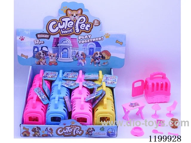 Pet Crate+Puppy Office Accessories(4 color mix,12PCS/Display Box)