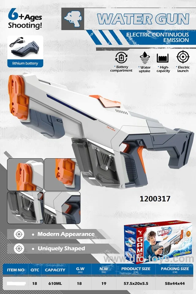 2 in 1 Manual&Automatic Electric water gun (610ml) in color box