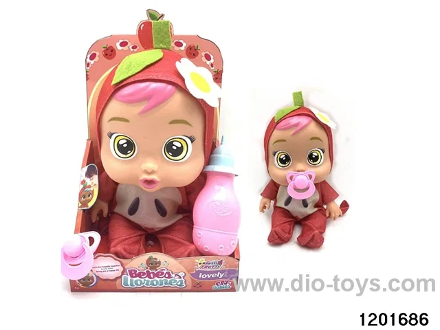 14-inch  baby doll with baby teat/cry/music/water-absoring bottle functions