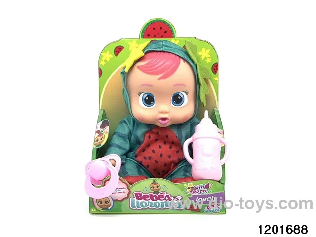 10-inch  baby doll with baby teat/cry/music/water-absoring bottle functions