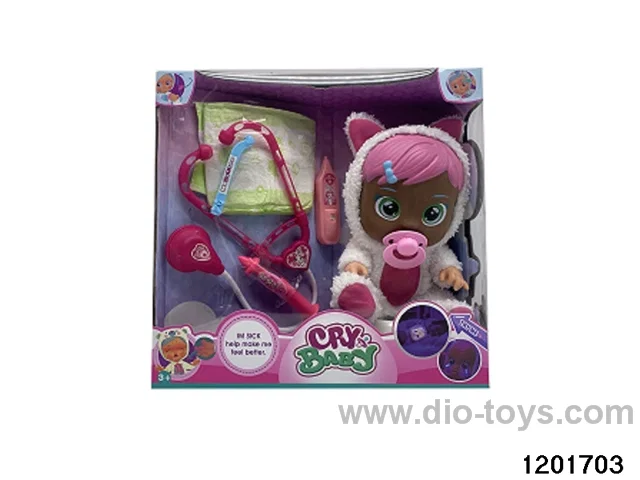 14-inch  baby doll with baby teat/cry/music/stethoscope /light //water-absoring bottle functions