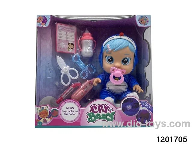 14-inch  baby doll with baby teat/cry/music/stethoscope /light //water-absoring bottle functions