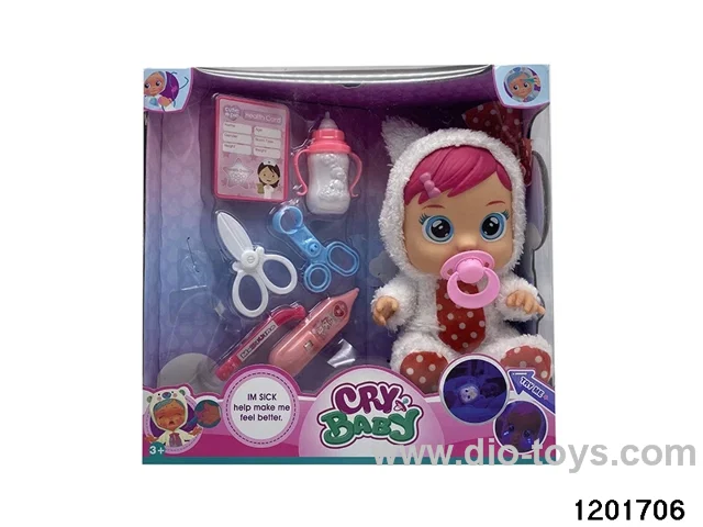 14-inch  baby doll with baby teat/cry/music/stethoscope /light //water-absoring bottle functions