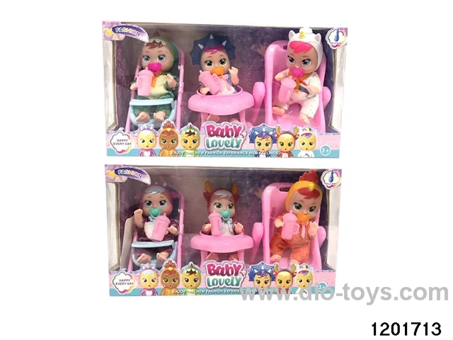 6-inch baby doll with cry function in 3pcs window box