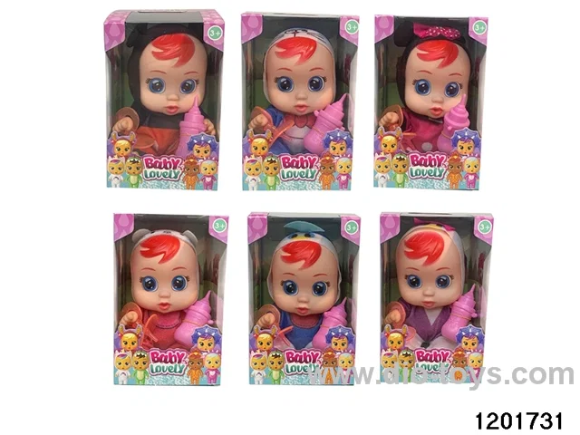 10-inch baby doll with light/cry function in 6pcs window box