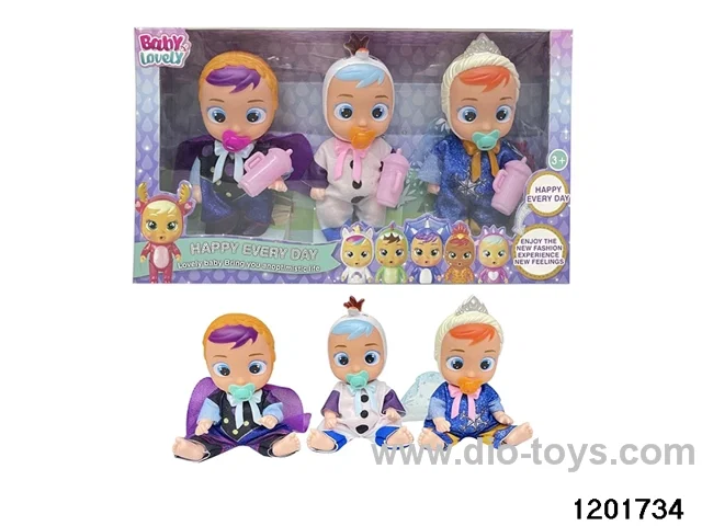 5-inch baby doll with cry function in 3pcs window box,3 stytle mix