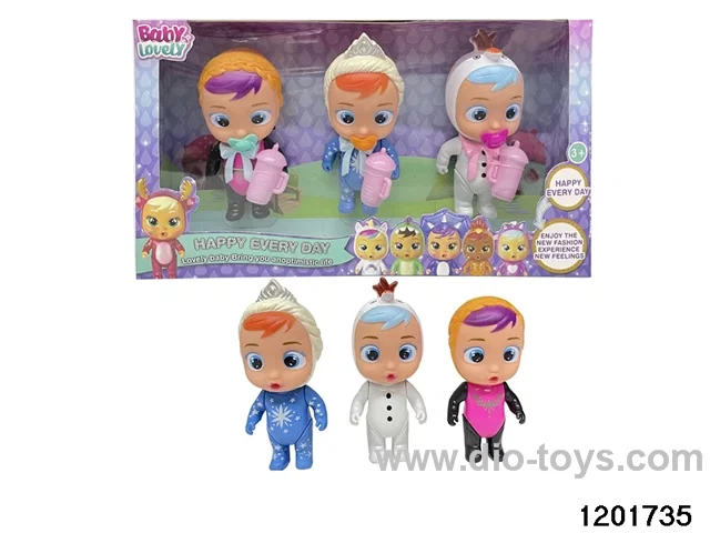 5-inch baby doll with cry function in 3pcs window box