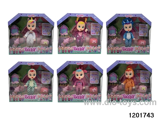 6.5-inch baby doll with samll house/suitcase/baby teat,6 stytle mix