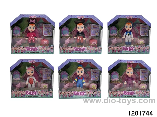 6.5-inch baby doll with samll house/suitcase/baby teat,6 stytle mix
