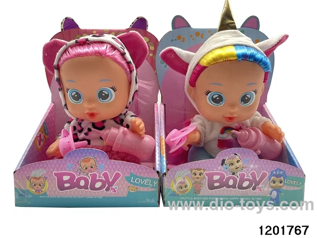 10-inch baby doll with baby teat and bottle/ self-heating clothes/cry function,2 stytle mix