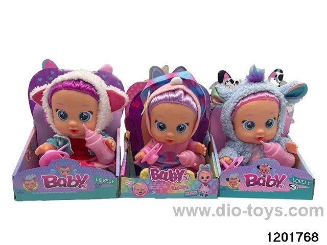 10-inch baby doll with baby teat and bottle/ self-heating clothes/cry function,2 stytle mix