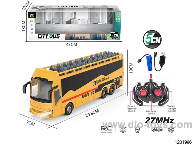 1:24 27mhz 5ch RC bus with light included battery