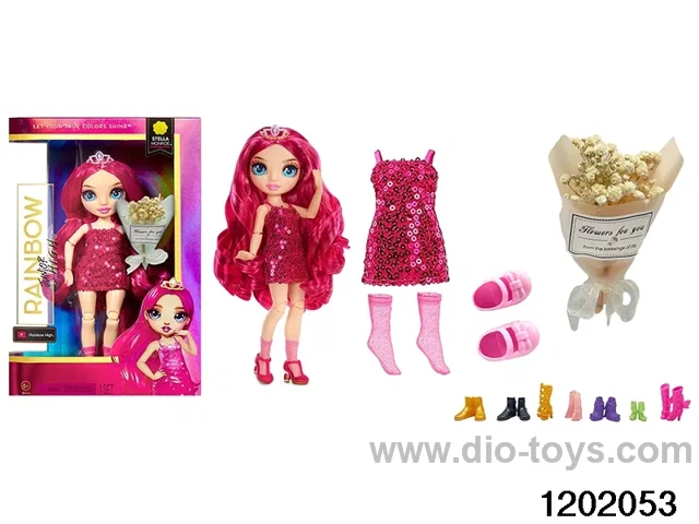 10 inch 12 jointed rel body doll set with flowers in window box