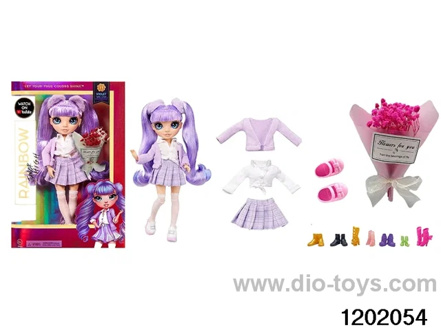 10 inch 12 jointed rel body doll set with flowers in window box