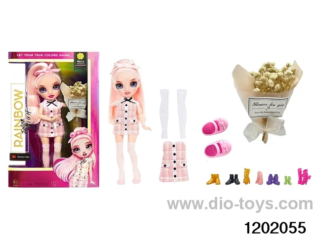10 inch 12 jointed rel body doll set with flowers in window box
